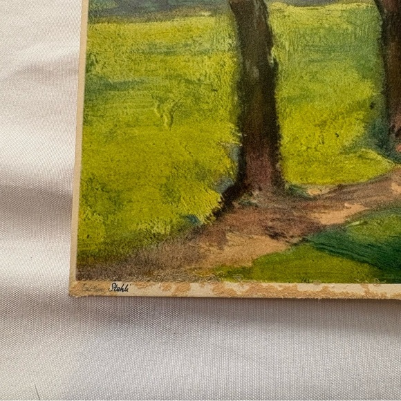 2 Jacques Bille Prints Park Motif Countryside Trees 9.5X12 Printed Switzerland - Picture 5 of 12